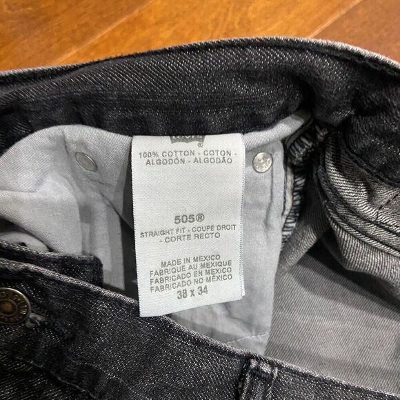 Levi's 505 Vintage Y2K Straight Leg Black Denim Jeans Men's Size 38W x 34L - Picture 6 of 11
